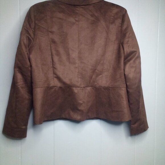 Vicki Wayne Jacket Blazer 10P 10 Petite Suede Brown - Picture 4 of 13